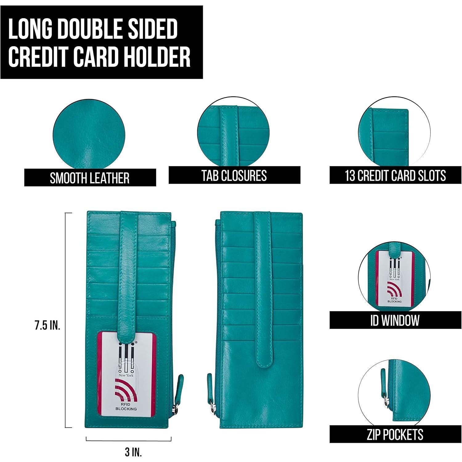 Cartera Larga Doble Cara ili Nueva York con Bloqueo RFID Aqua