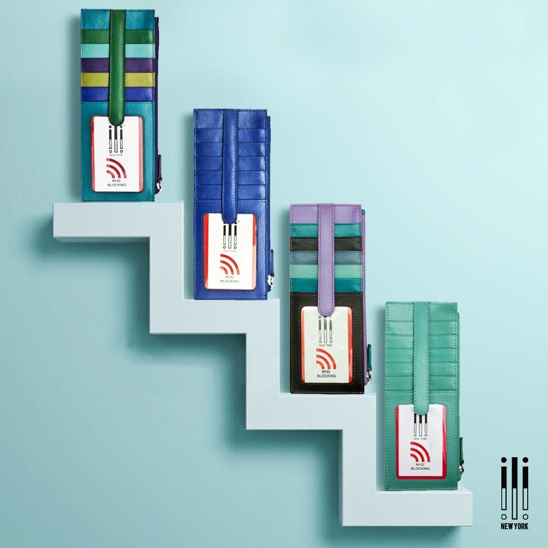Cartera Larga Doble Cara ili Nueva York con Bloqueo RFID Aqua