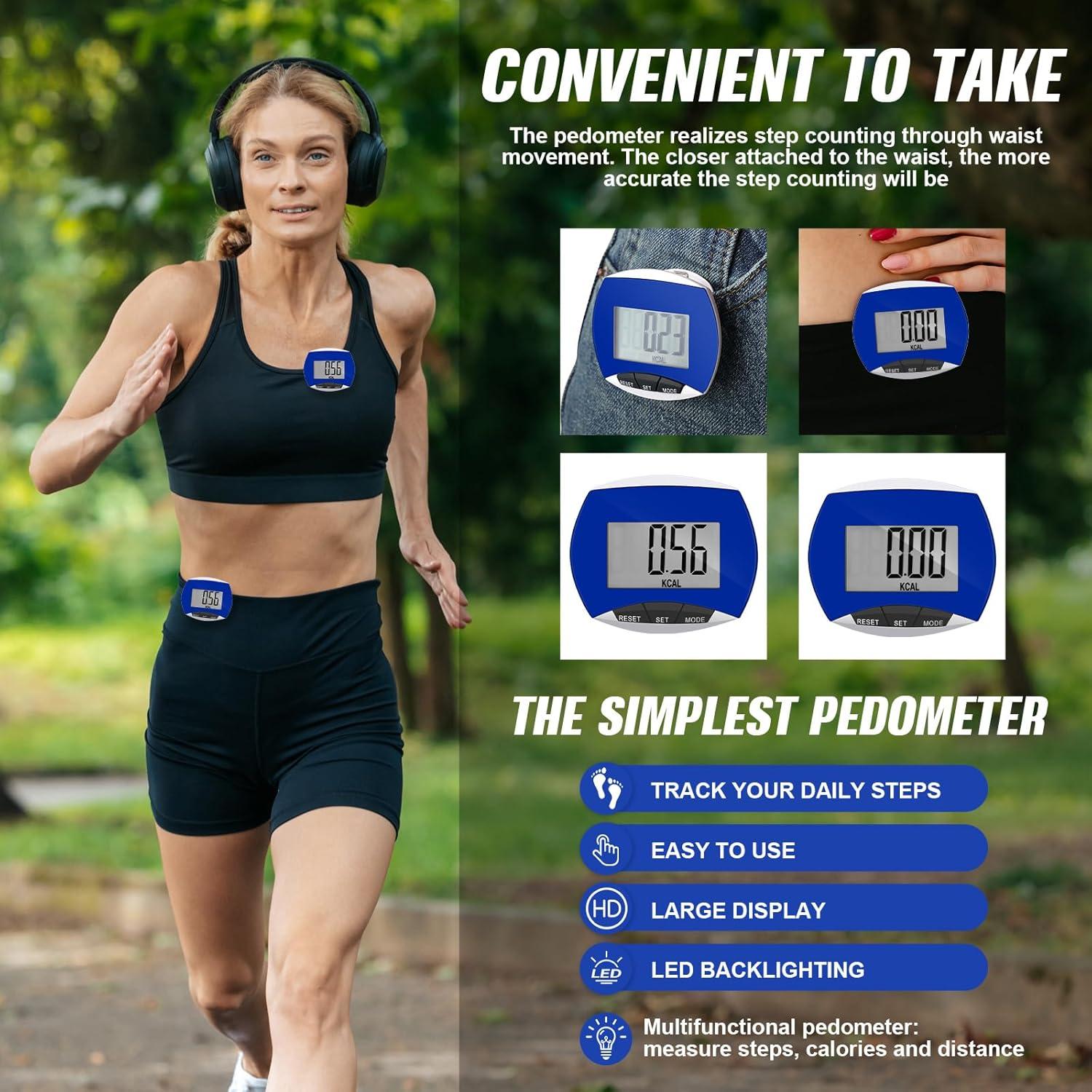 Contador de Pasos Weewooday 16 Piezas Podómetro Digital Azul