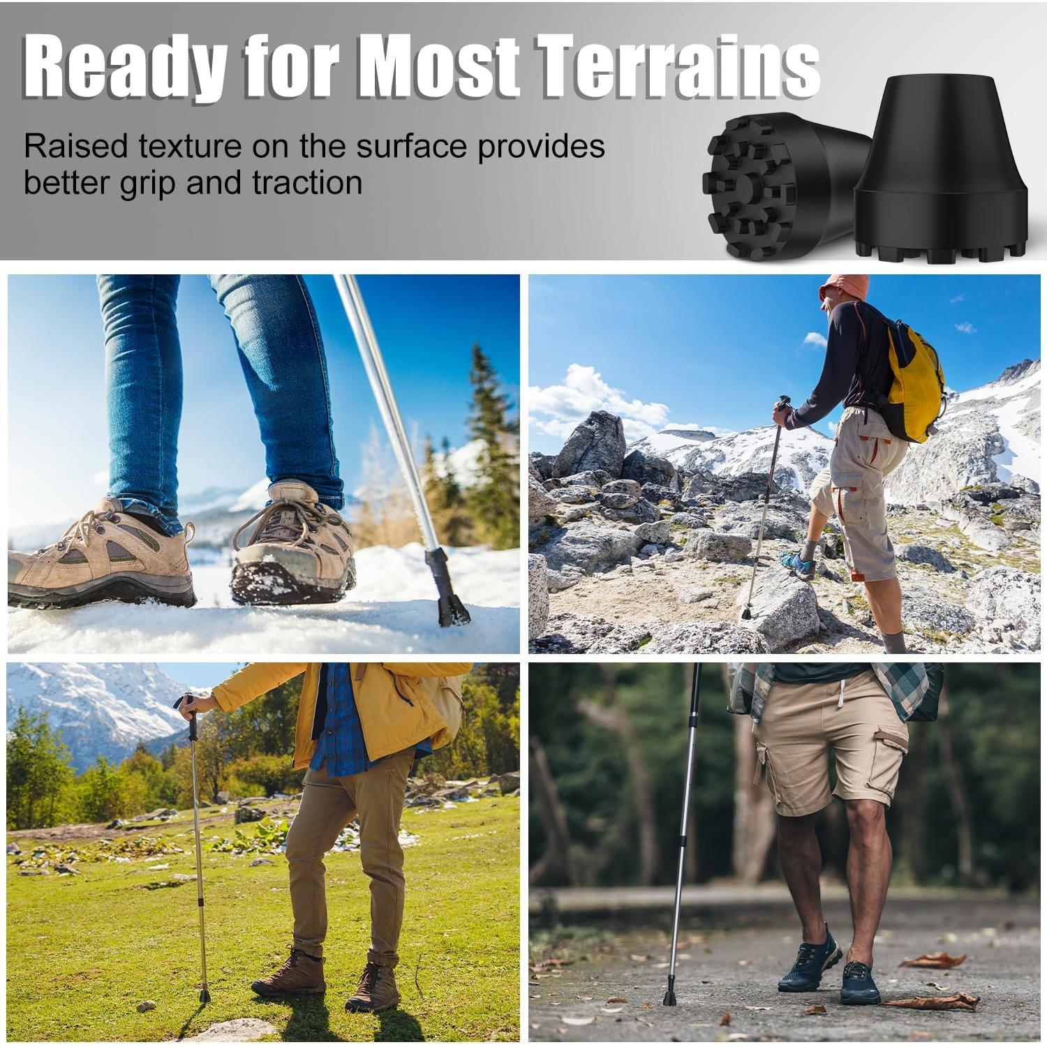 Puntas de Goma SupreGear para Bastones de Trekking 11mm - 4 Piezas