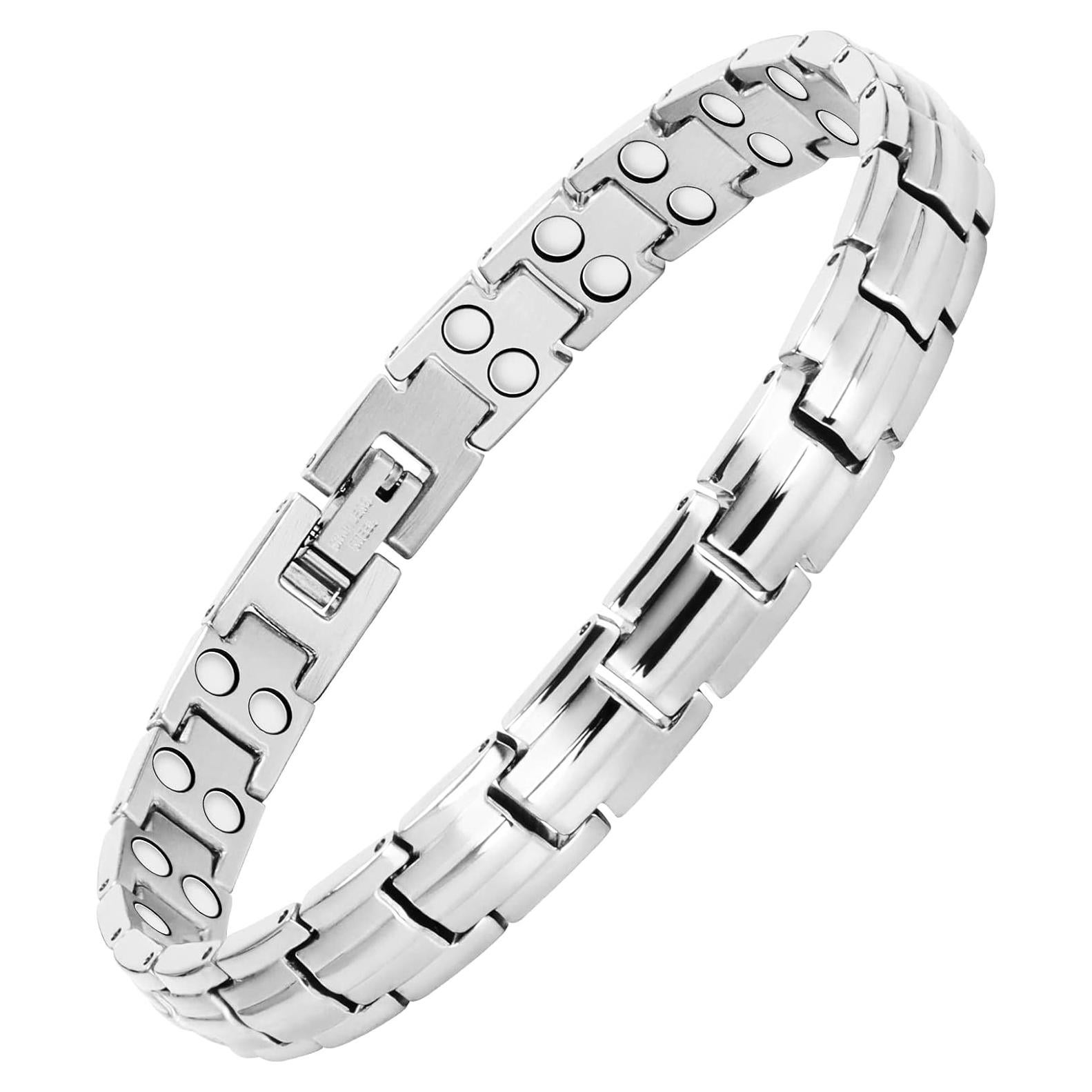 Pulsera Magnética Feraco Plata 2X Fuerza 22.1 cm