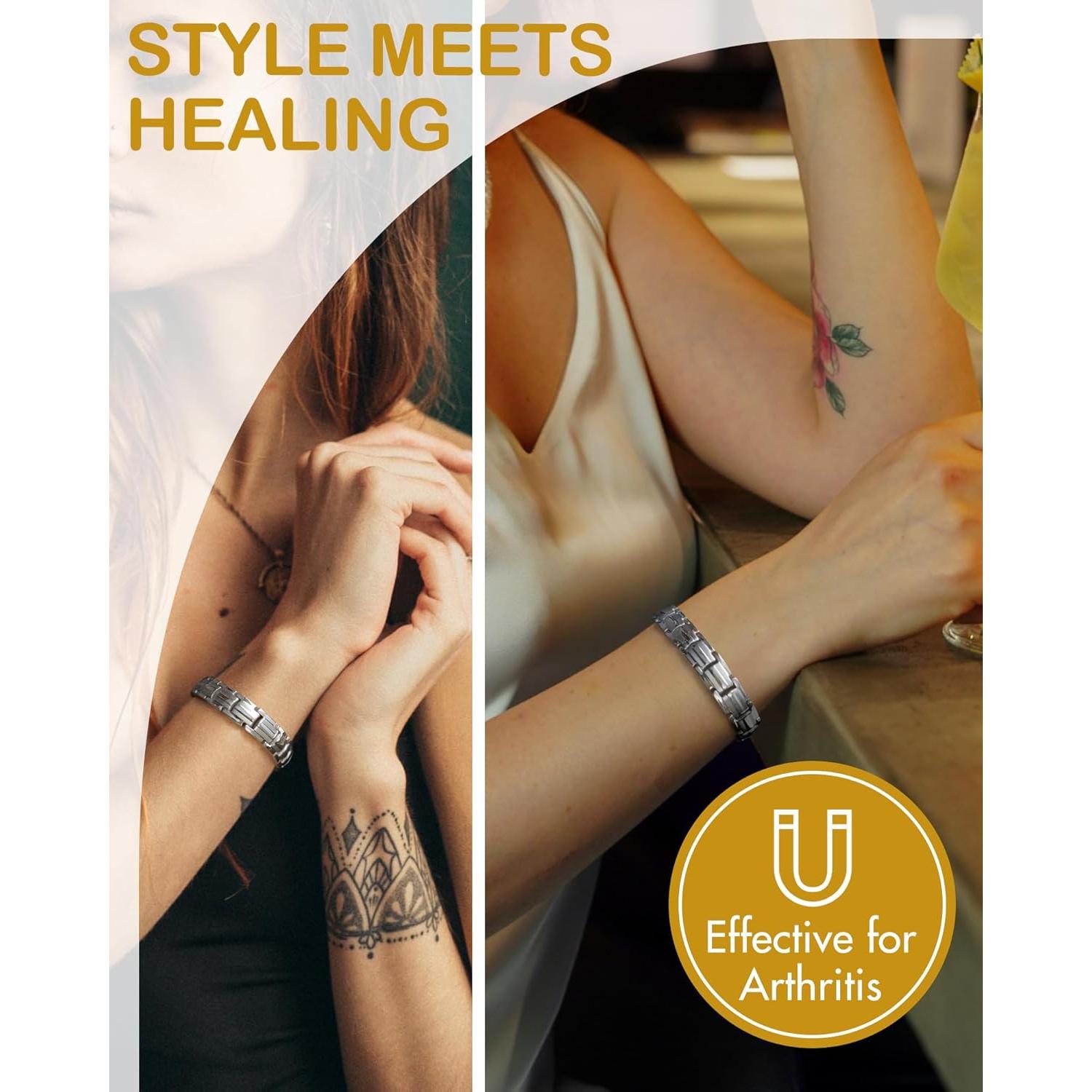 Pulsera Magnética Feraco Plata 2X Fuerza 22.1 cm