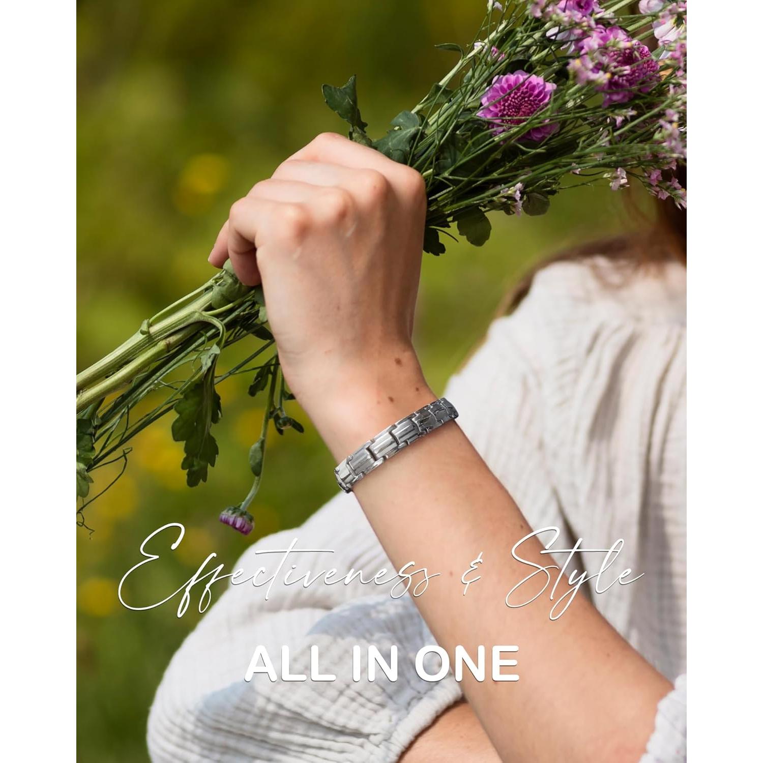 Pulsera Magnética Feraco Plata 2X Fuerza 22.1 cm