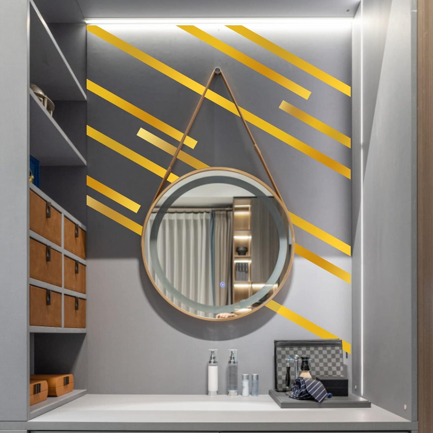 9 Rollos de Cinta Washi Metálica Dorada Espejo 1.2cm x 25m