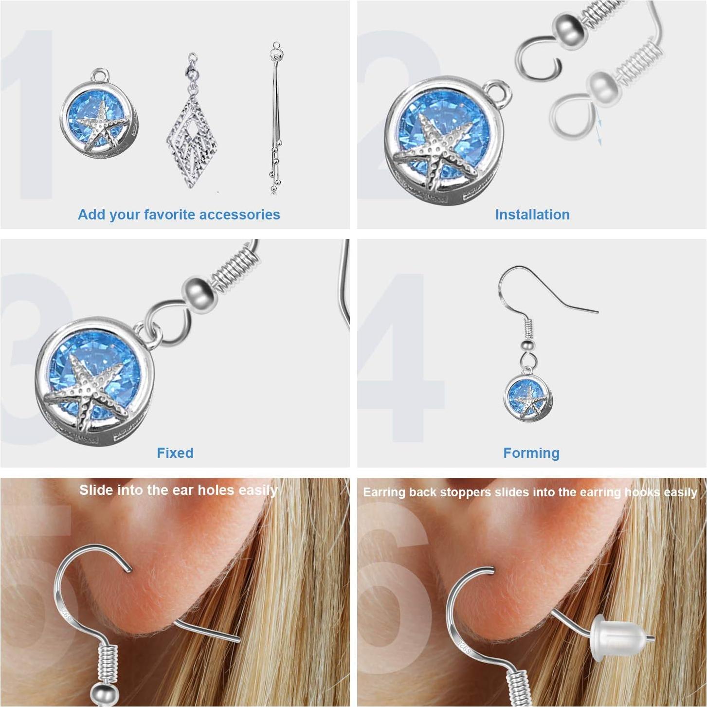 Ganchos de Aretes de Plata Esterlina 925 MENKEY 120 PCS Hipoalergénicos