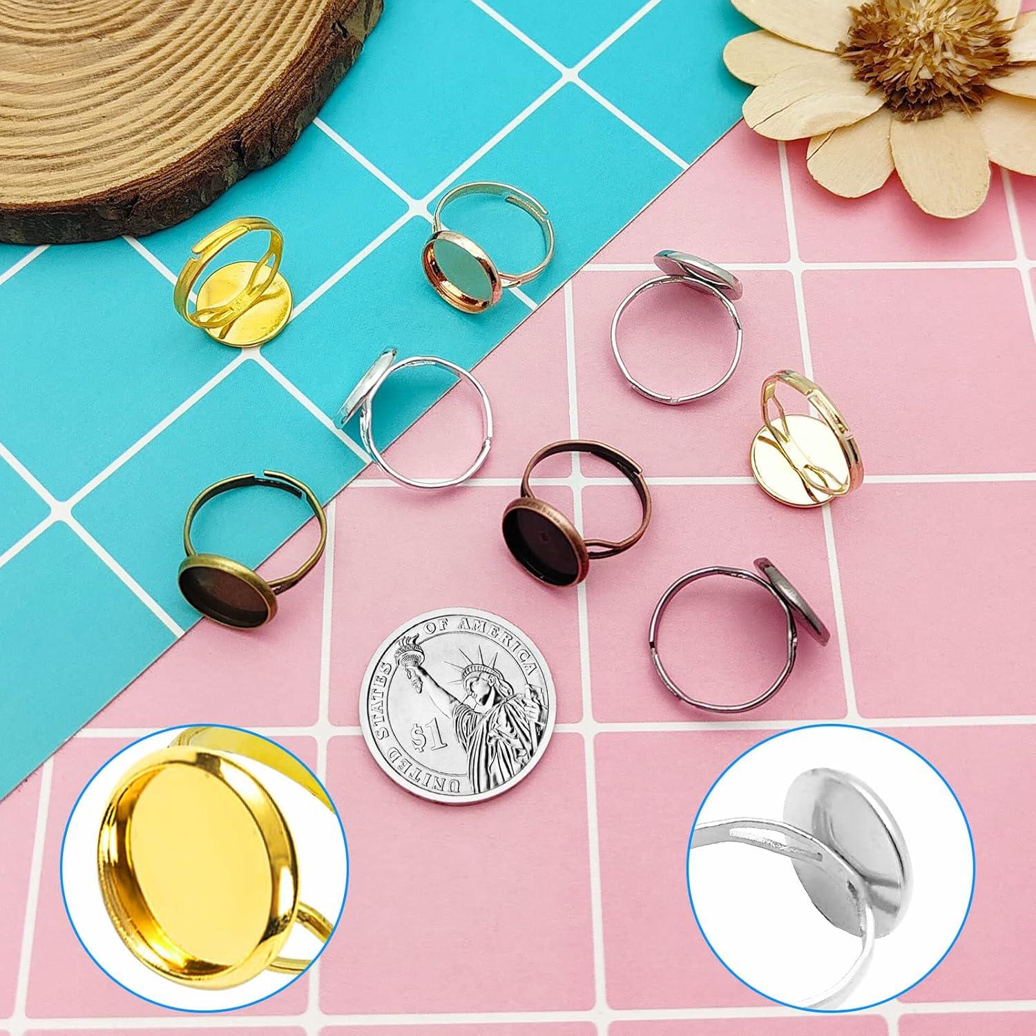 80 Anillos Ajustables en Blanco Ximalun 12mm DIY Joyería