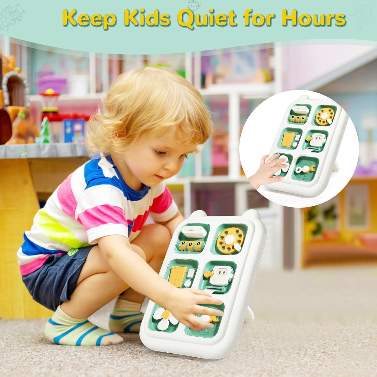 Tablero Ocupado Montessori Topsolid Verde 6 en 1 para Niños 1-3 Años