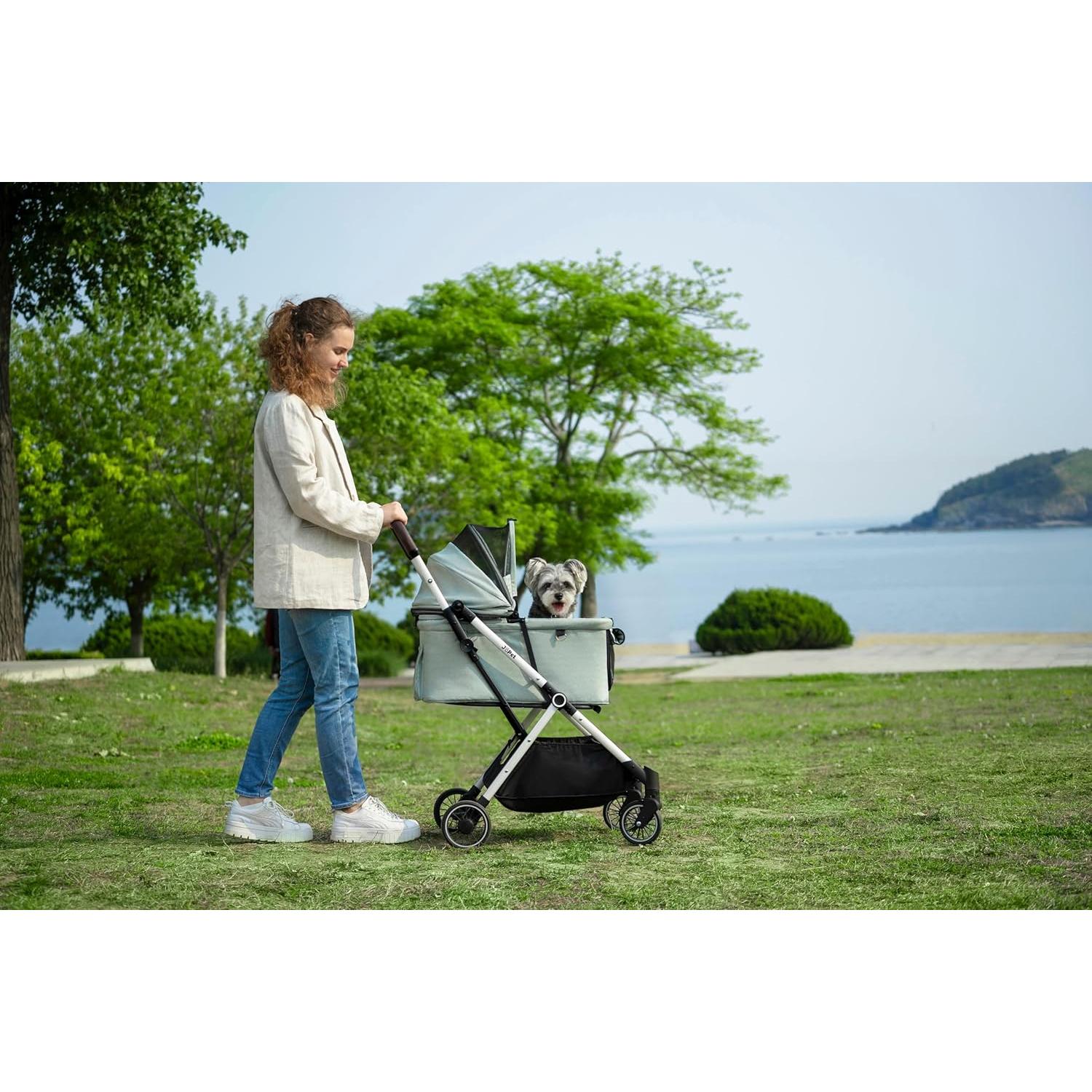 Carrito para mascotas JoPet Verde Salvia, ligero y plegable