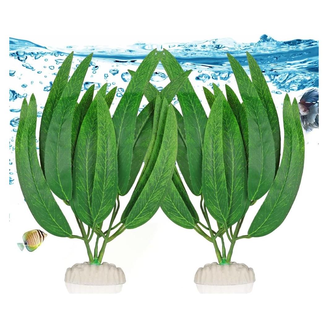 Conjunto de Plantas Acuáticas Artificiales BEGONDIS 2 Pcs Verde