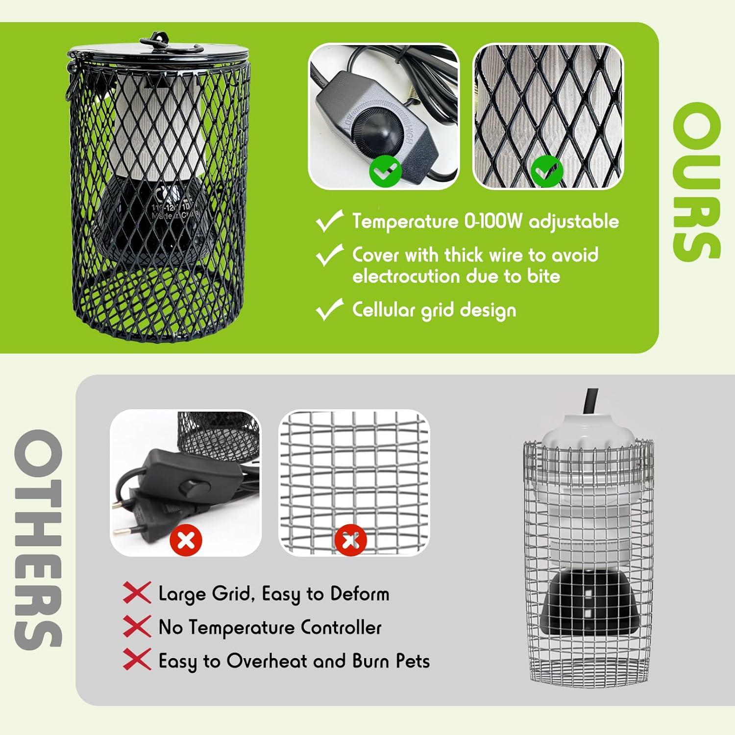 Bombilla de Calor Cerámica Hamiledyi 0-100W Ajustable para Reptiles