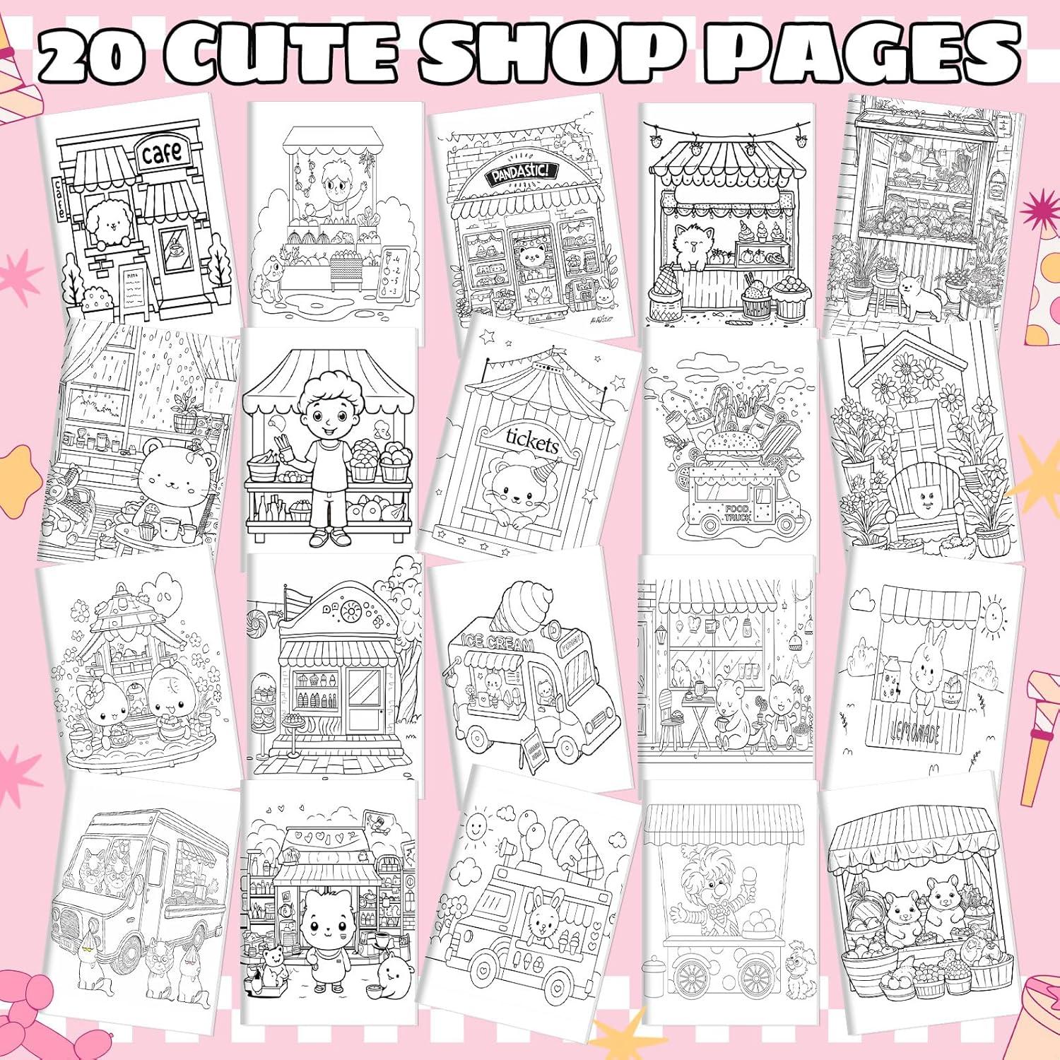 24 Libros para Colorear Sinload Tienda Linda para Niños y Adultos