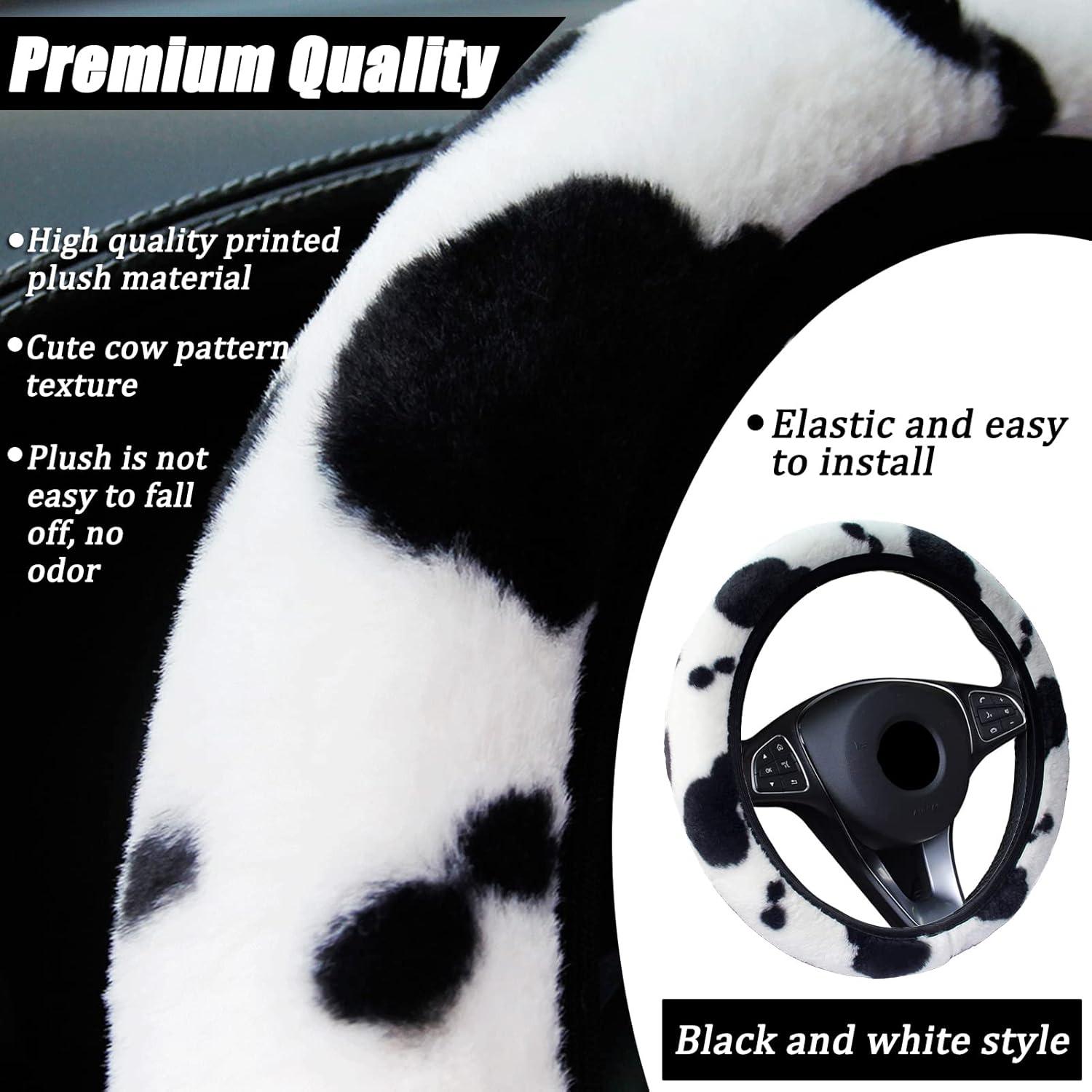 Juego de Accesorios de Coche Peludos LUOYOYY - 8 Piezas Negro