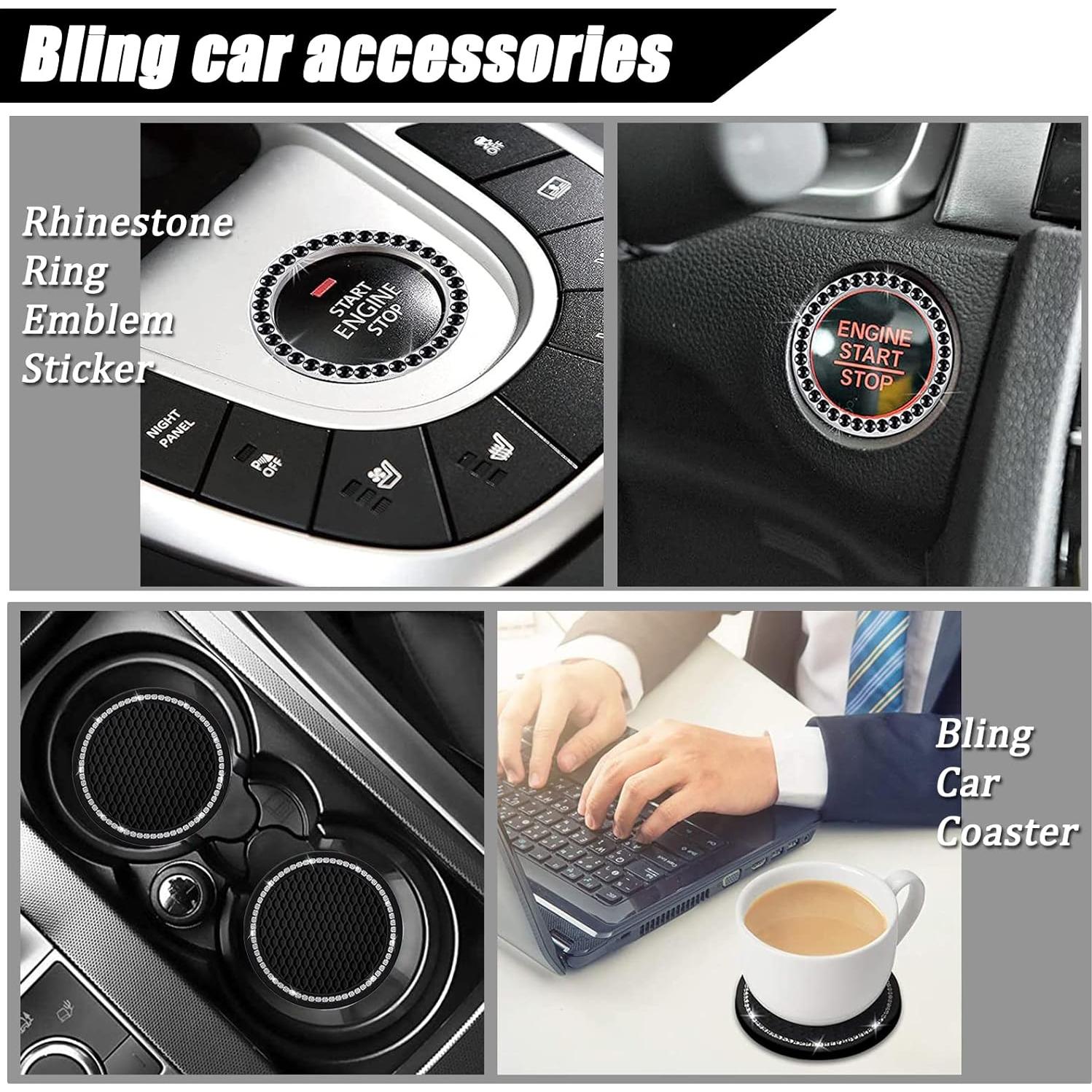 Juego de Accesorios de Coche Peludos LUOYOYY - 8 Piezas Negro