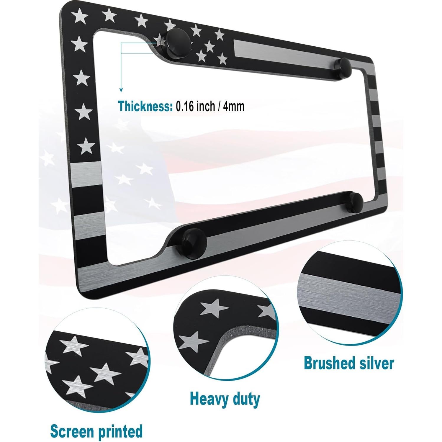 Marco de Placa de Licencia RCKJNJ con Bandera Americana - Paquete de 2