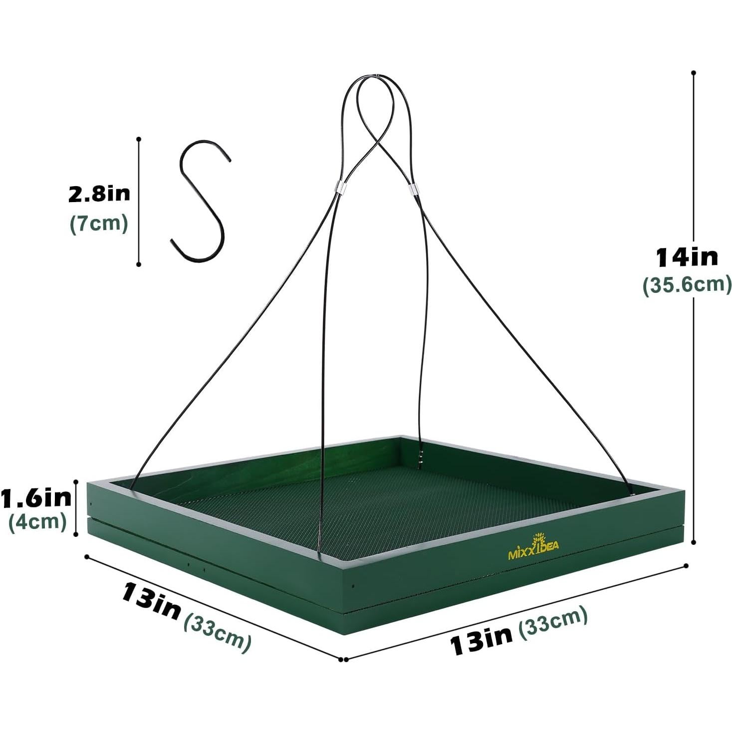 Comedero Colgante para Aves MIXXIDEA de Madera Verde 1.81kg