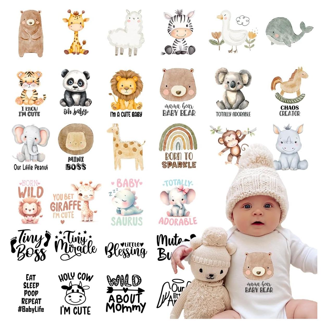 Transferencias DTF Kaciola 30 Hojas Animales Bebé para Planchar