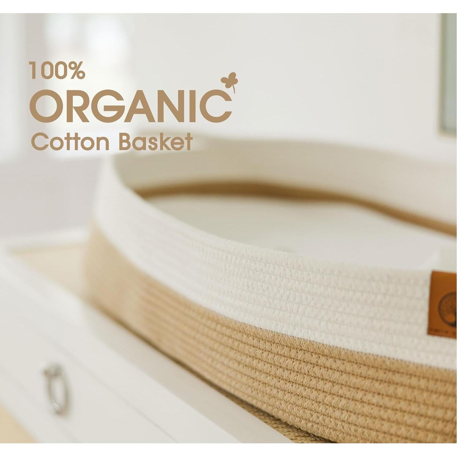 Cesta de Cambio J&JOO con Caddy para Pañales - Marrón y Blanco