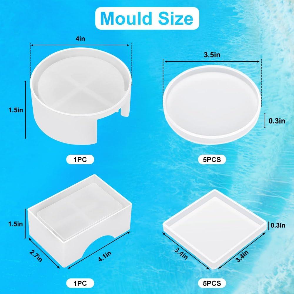 12 Moldes de Silicona para Posavasos Sjubaopen - Redondos y Cuadrados