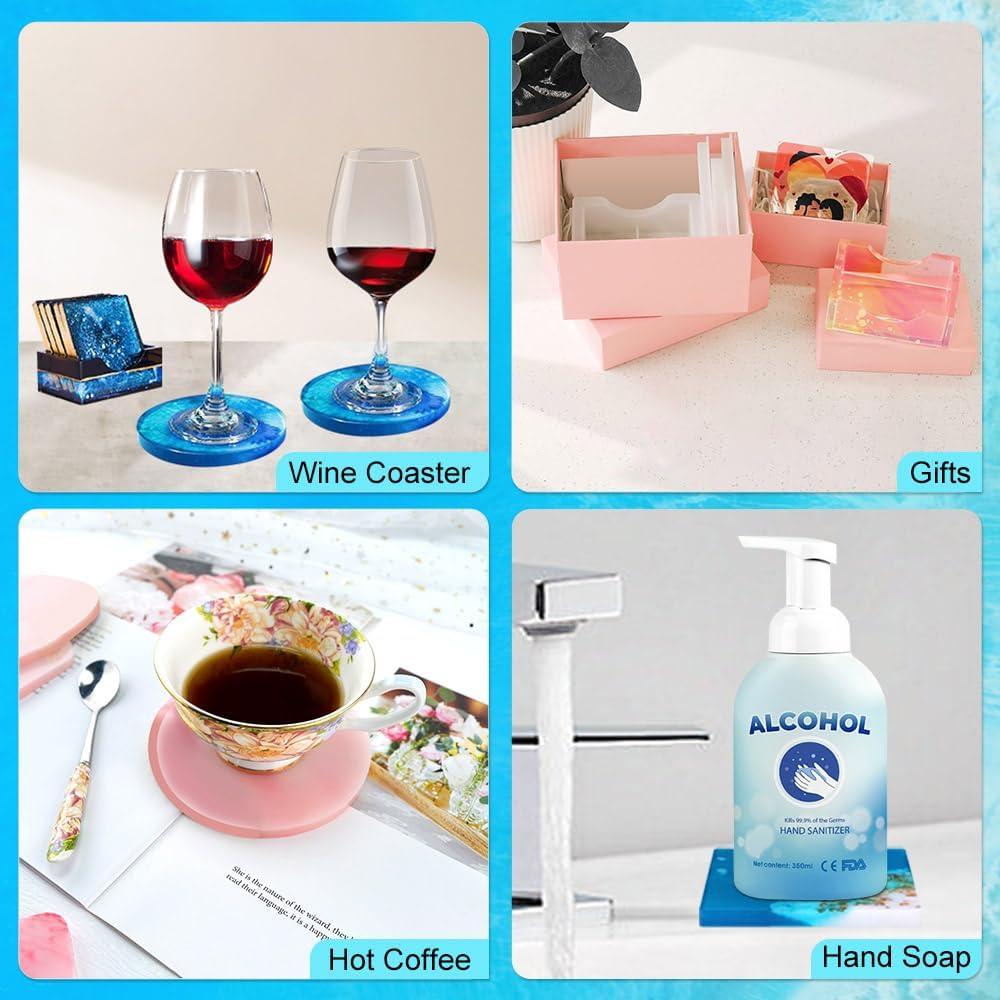 12 Moldes de Silicona para Posavasos Sjubaopen - Redondos y Cuadrados