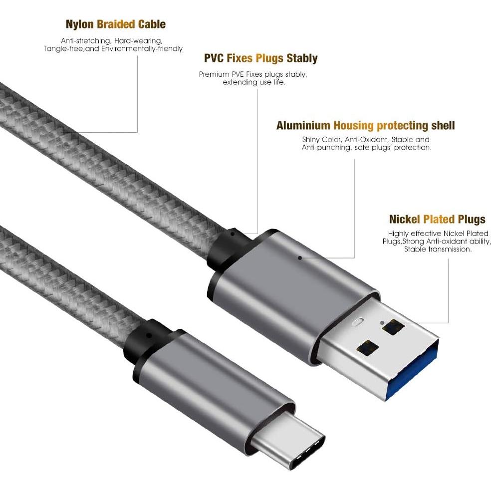 Cable USB-C 3.1 a USB-A 3.0 Cbus 2m Gris Alta Resistencia