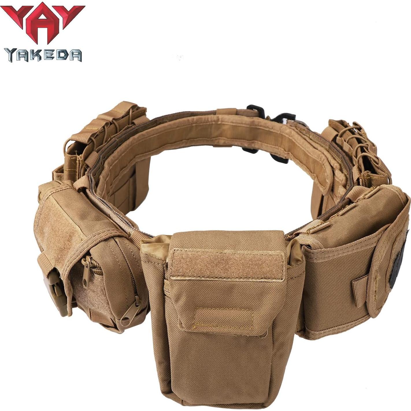 Cinturón Táctico YAKEDA 7 en 1 Ajustable Nylon Beige