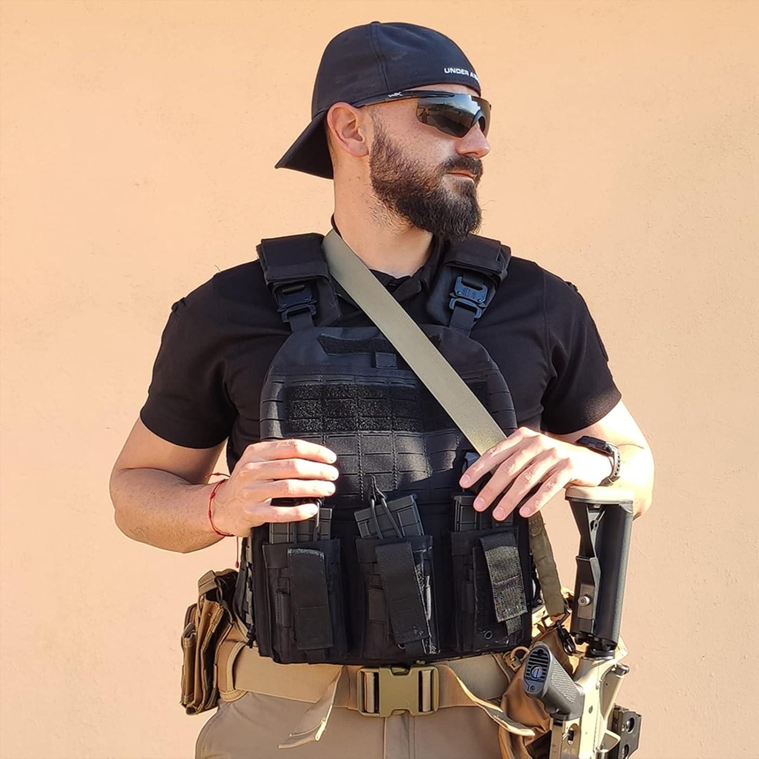 Cinturón Táctico YAKEDA 7 en 1 Ajustable Nylon Beige