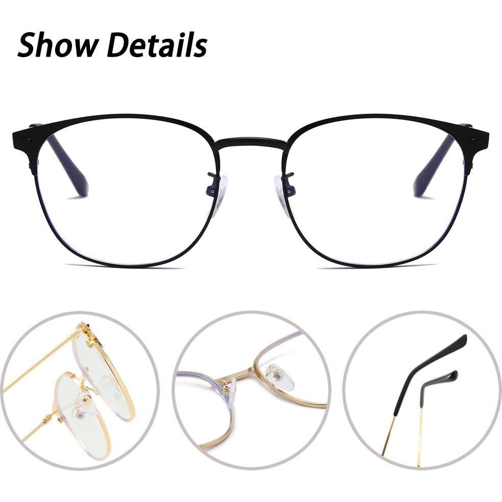 Gafas Retro Semirimless QECEPEI con Filtro Luz Azul 54mm