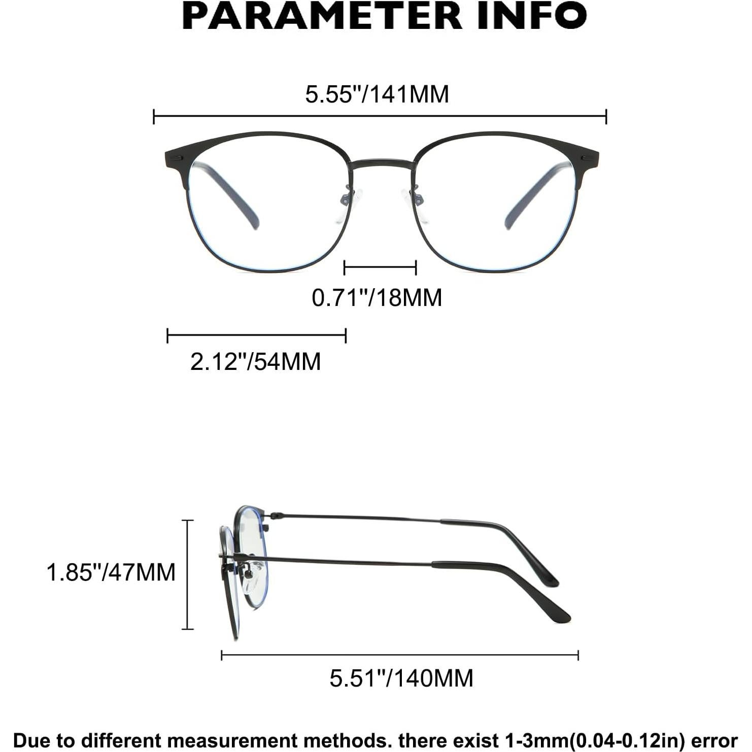Gafas Retro Semirimless QECEPEI con Filtro Luz Azul 54mm