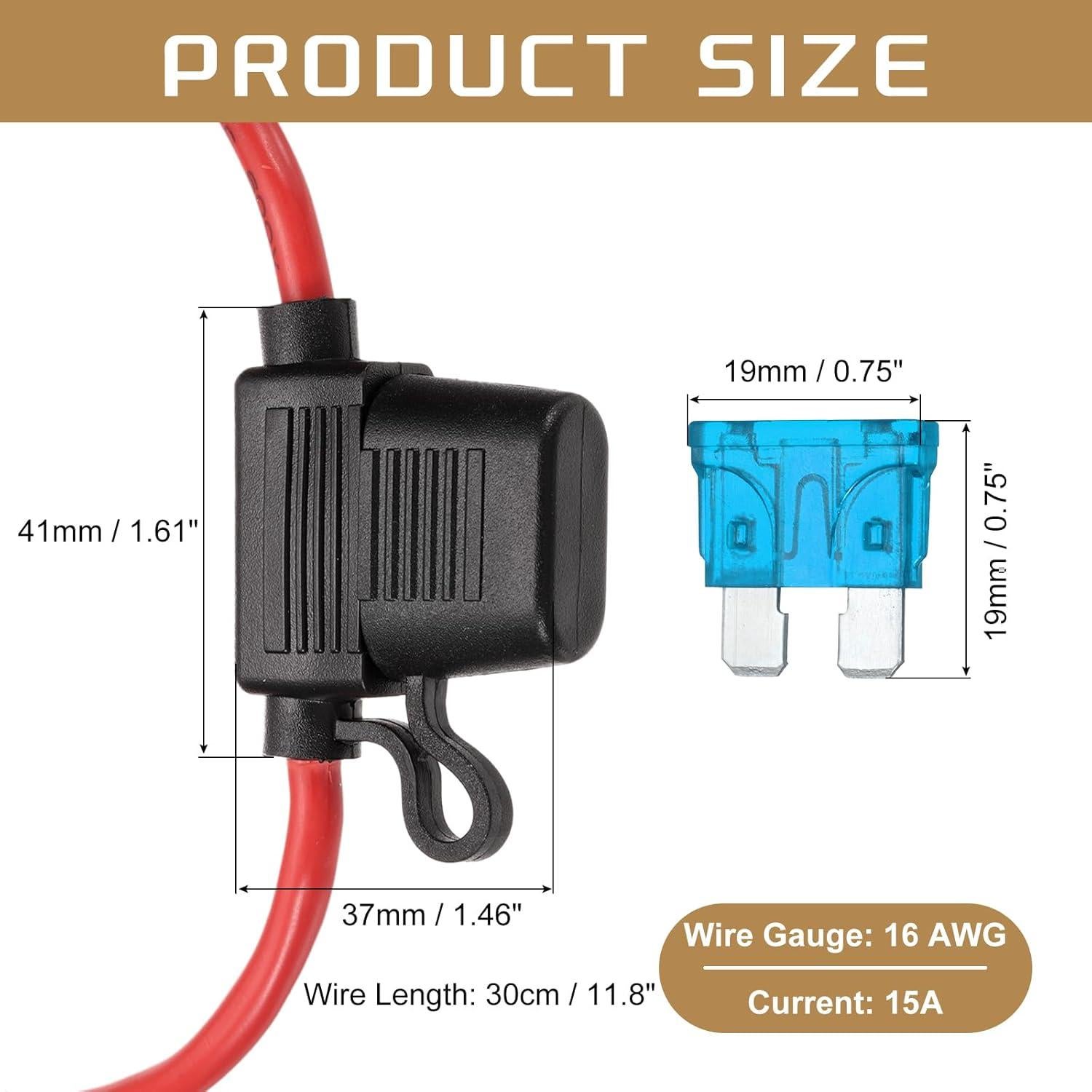 Soporte de Fusible Impermeable DMiotech 15A 16 AWG 30cm