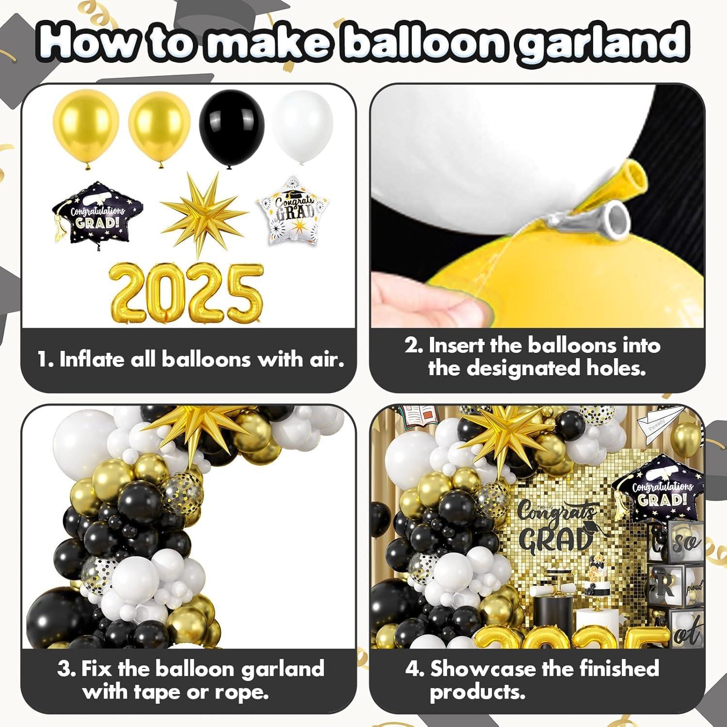 Kit de Arco de Globos Graduación 2025 Paready 120 Piezas