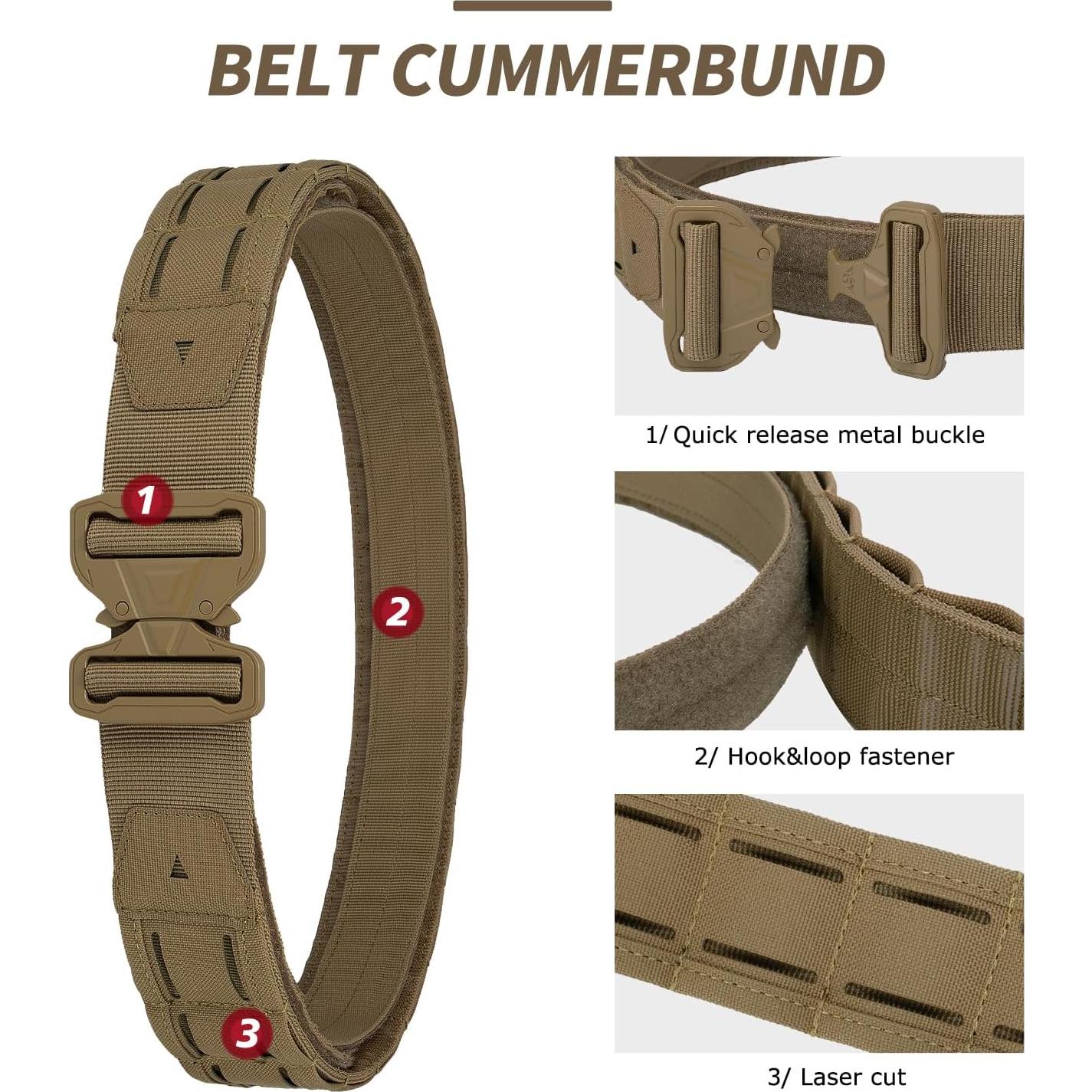 Cinturón Táctico YAKEDA - Nylon Acolchado Ajustable 2 en 1