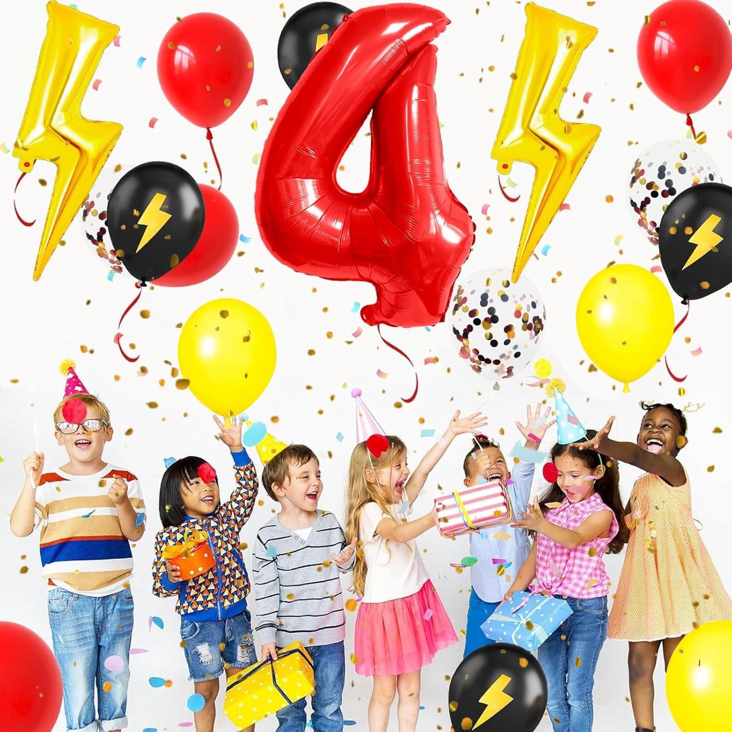 Globos de Cumpleaños Rayo Decmied 40 Pulgadas Rojos y Amarillos