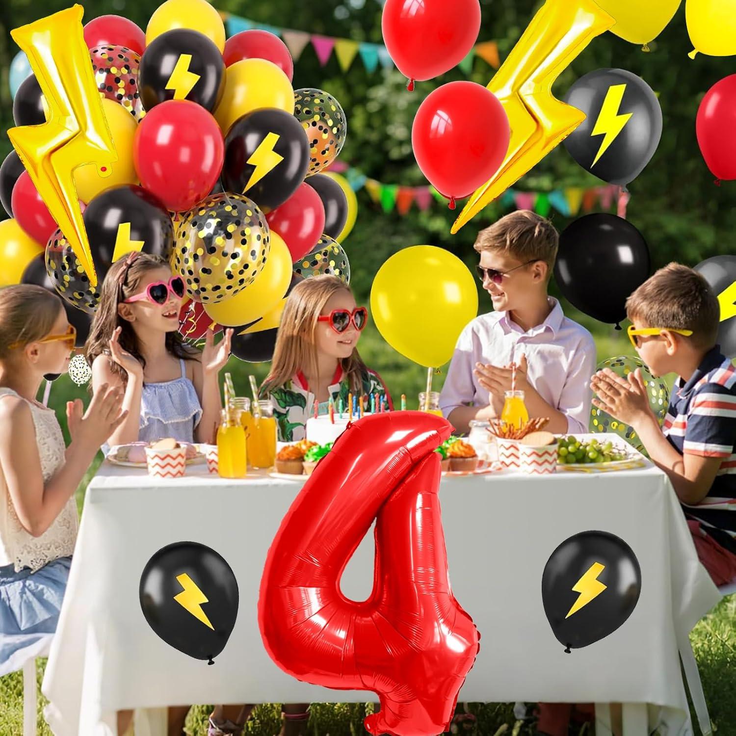 Globos de Cumpleaños Rayo Decmied 40 Pulgadas Rojos y Amarillos
