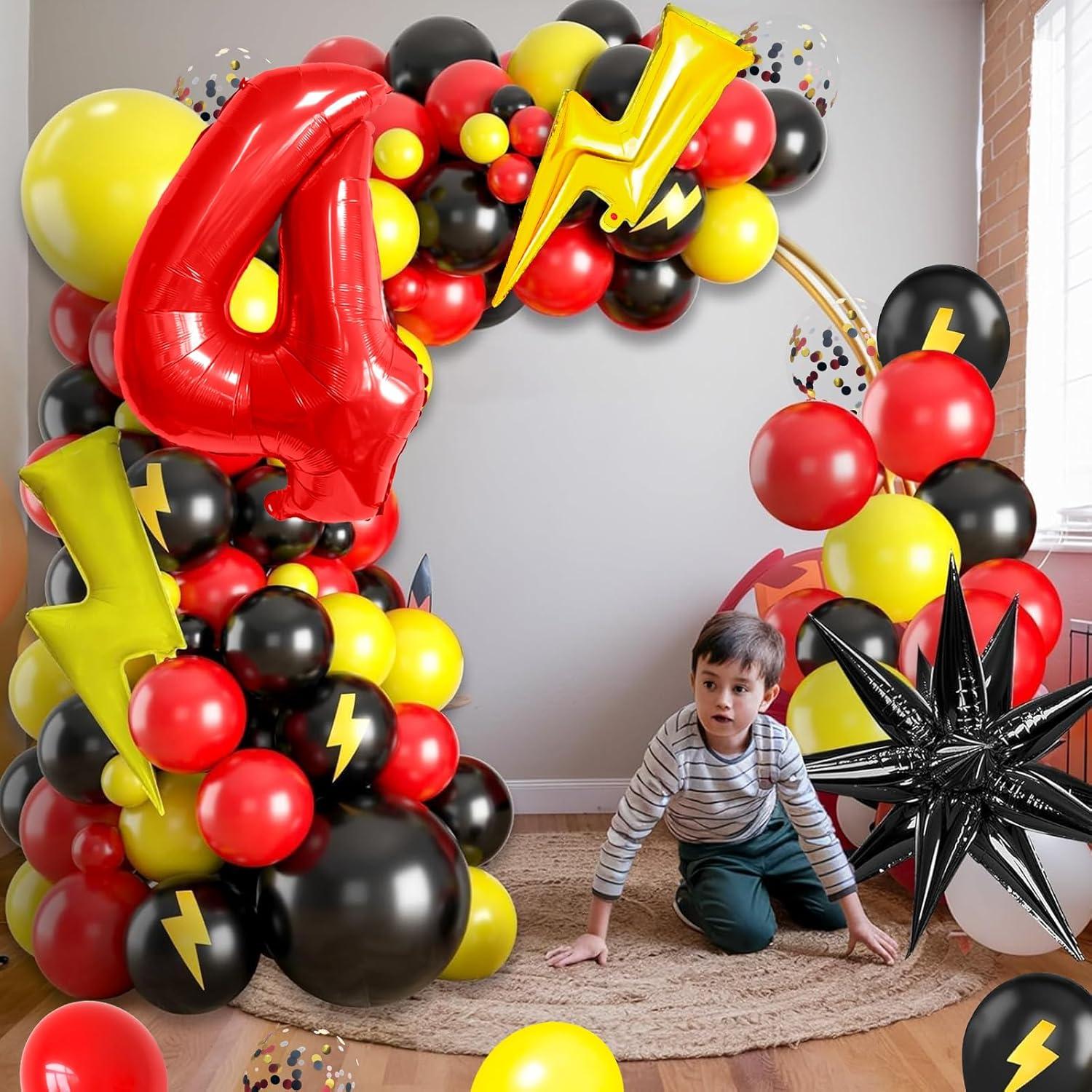 Globos de Cumpleaños Rayo Decmied 40 Pulgadas Rojos y Amarillos