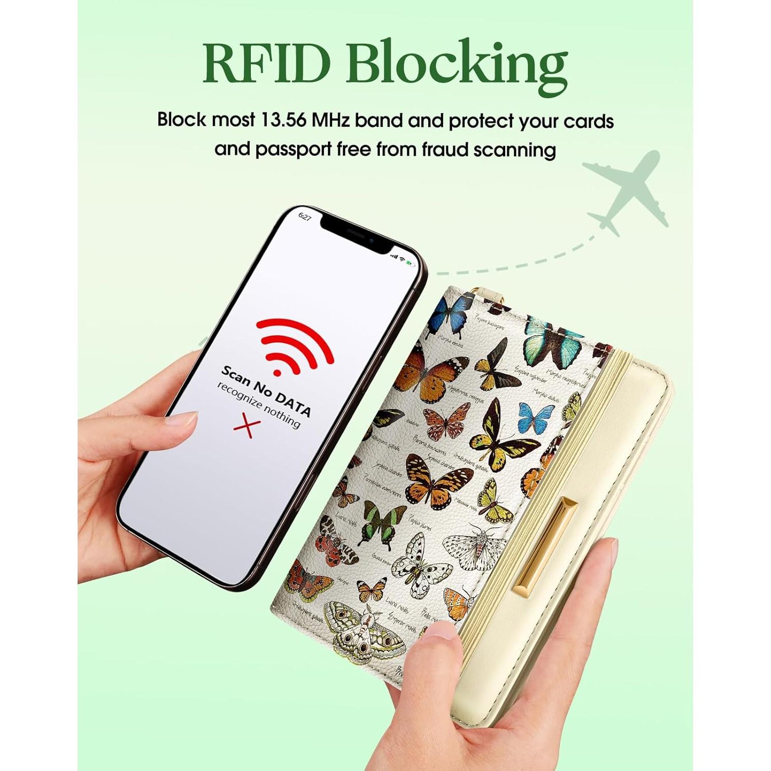 Funda de Pasaporte Slohif Mariposa con Bloqueo RFID y Airtag