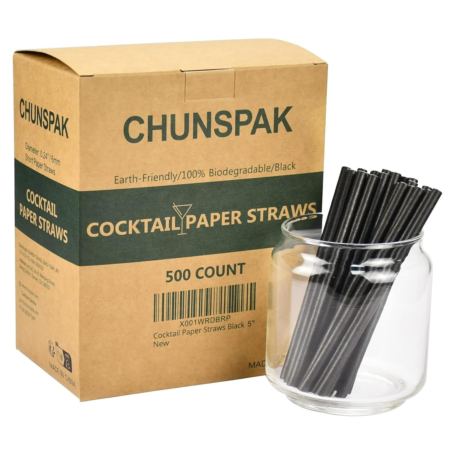 Popotes de papel biodegradables Chunspak 5" - 500 unidades