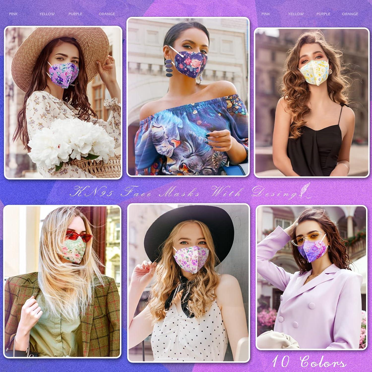 Mascarillas KN95 AHOTOP 60 Paquetes Floral Multicolor 5 Capas