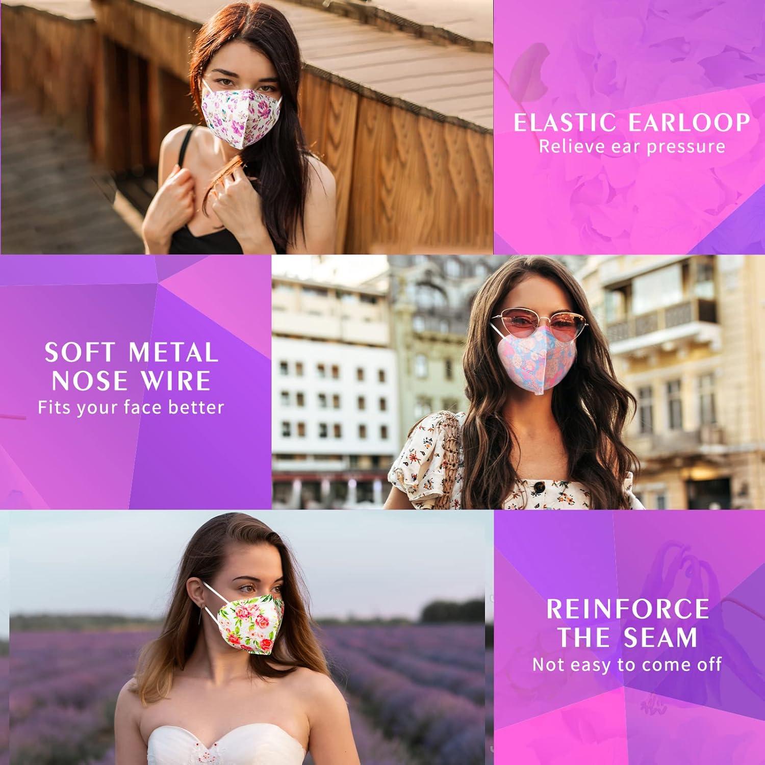 Mascarillas KN95 AHOTOP 60 Paquetes Floral Multicolor 5 Capas