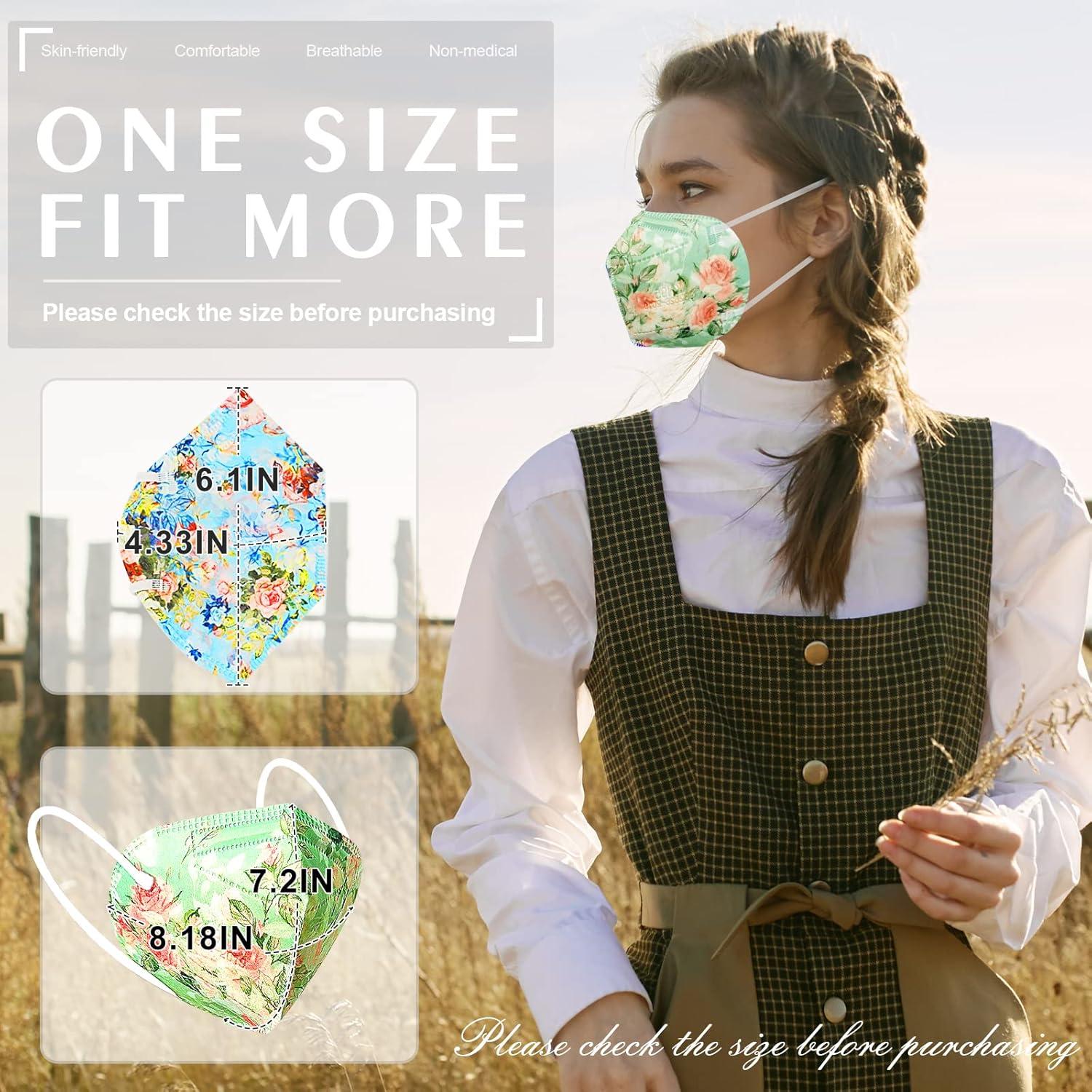 Mascarillas KN95 AHOTOP 60 Paquetes Floral Multicolor 5 Capas