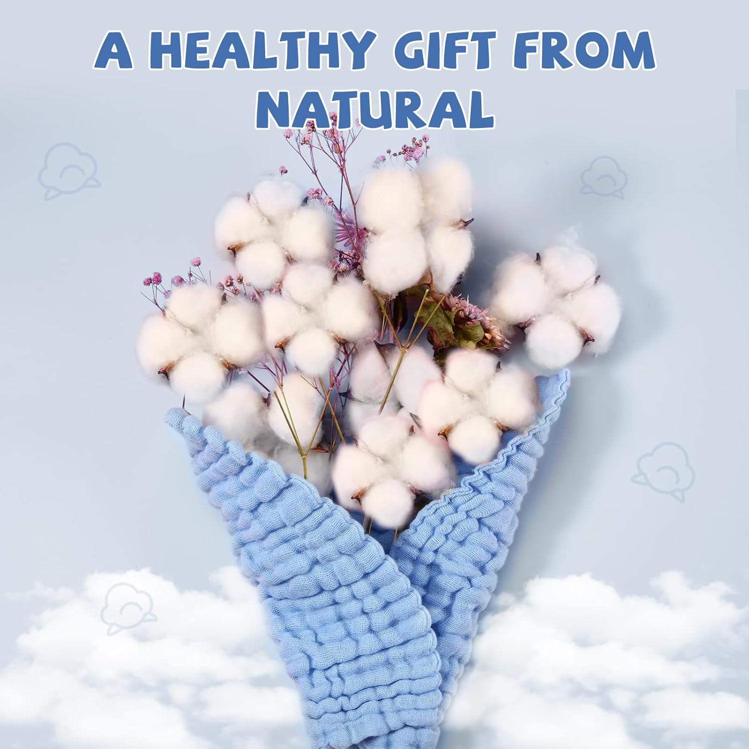 Paños de Baño para Bebés MUKIN - 6 Unidades 30x30 cm Algodón Azul