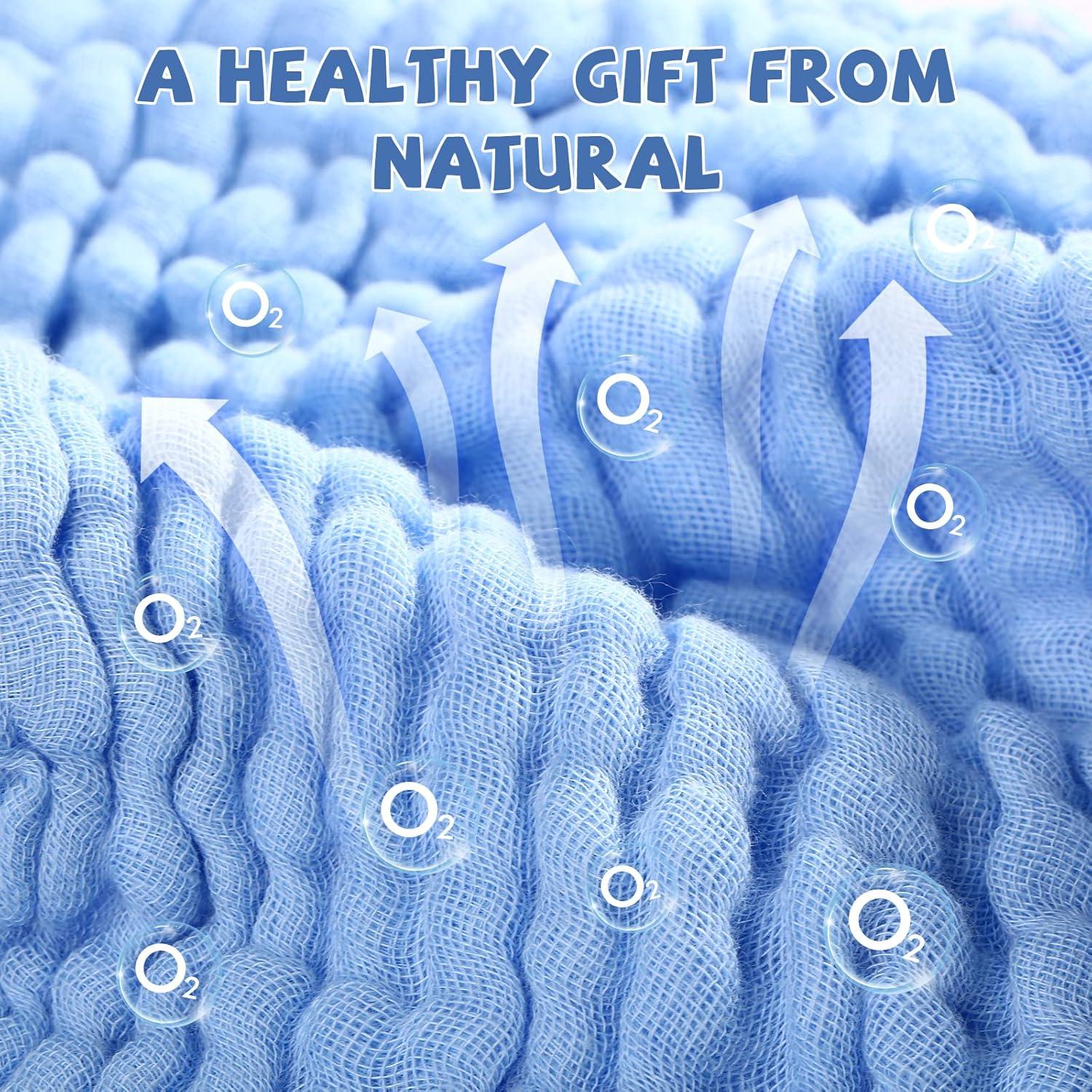 Paños de Baño para Bebés MUKIN - 6 Unidades 30x30 cm Algodón Azul