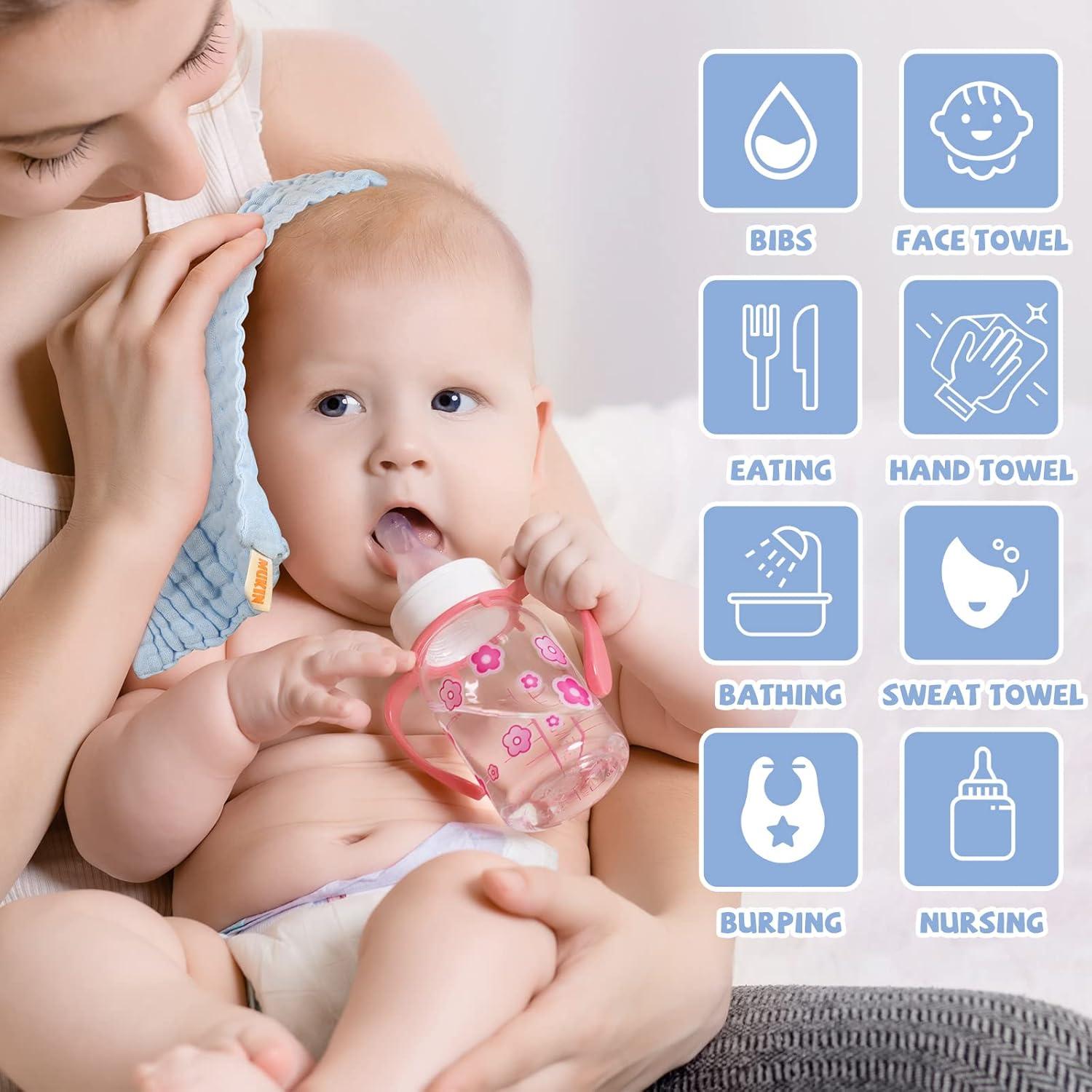 Paños de Baño para Bebés MUKIN - 6 Unidades 30x30 cm Algodón Azul