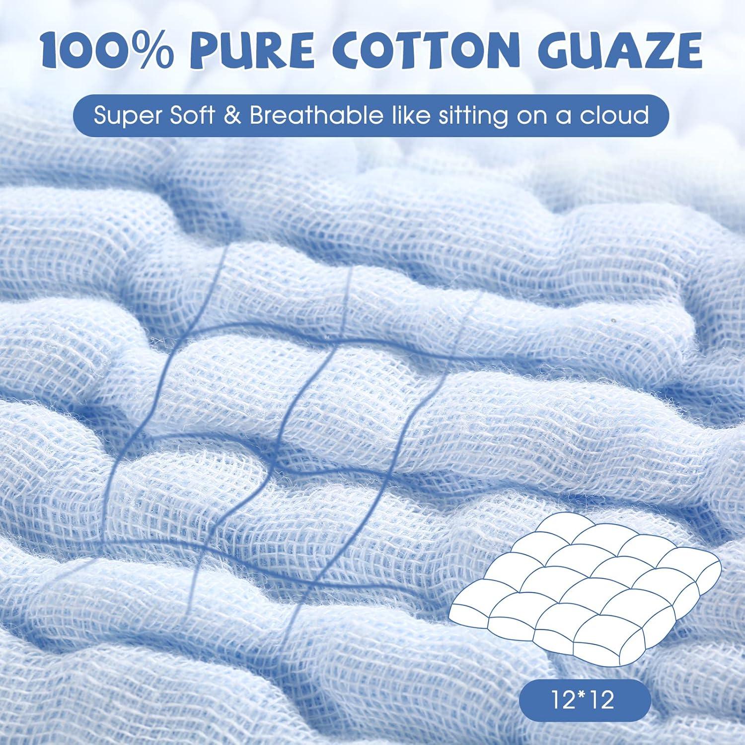 Paños de Baño para Bebés MUKIN - 6 Unidades 30x30 cm Algodón Azul