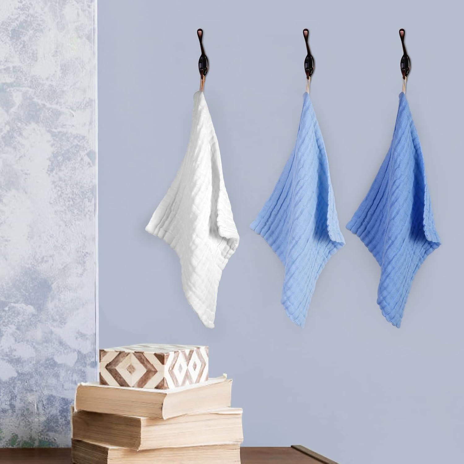 Paños de Baño para Bebés MUKIN - 6 Unidades 30x30 cm Algodón Azul