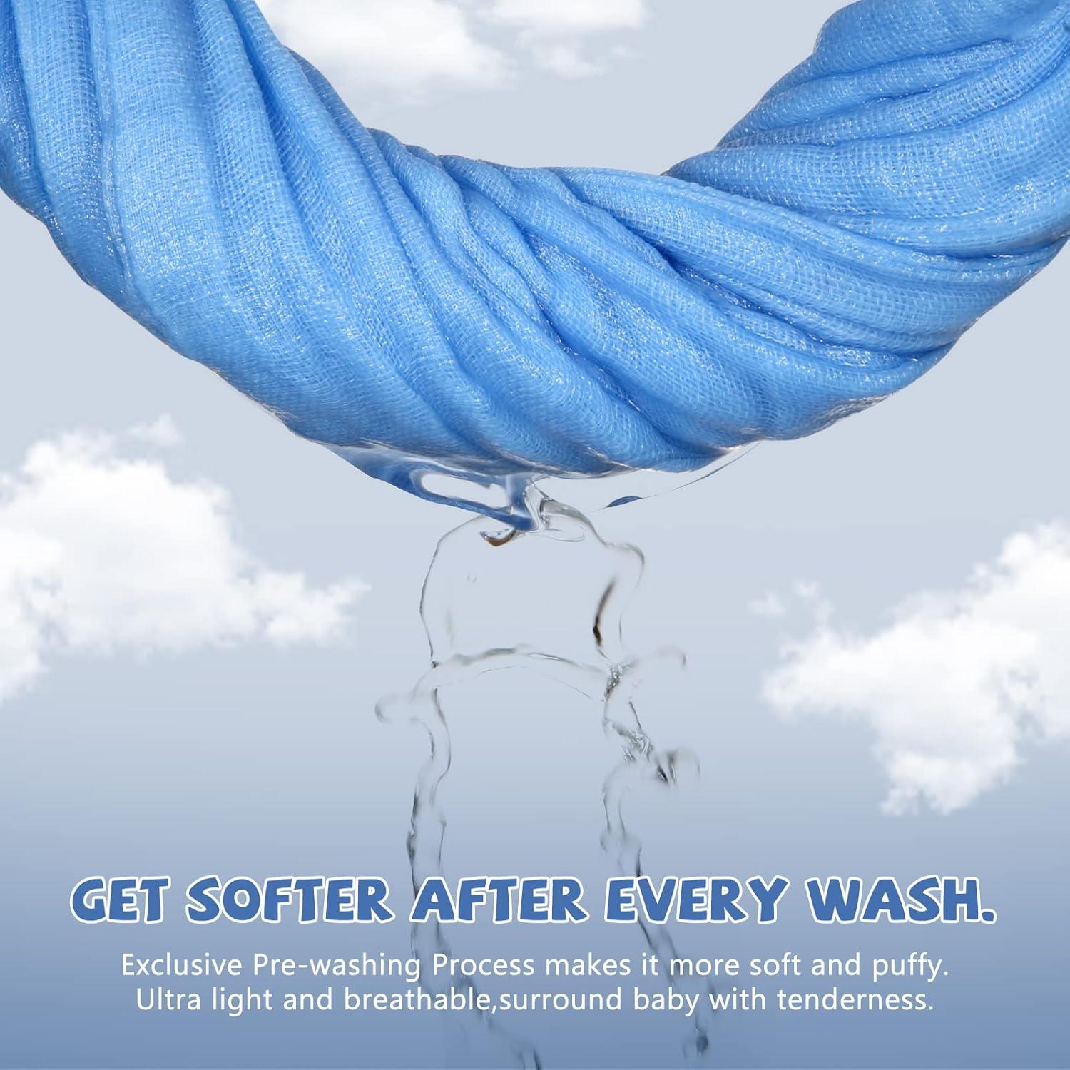 Paños de Baño para Bebés MUKIN - 6 Unidades 30x30 cm Algodón Azul