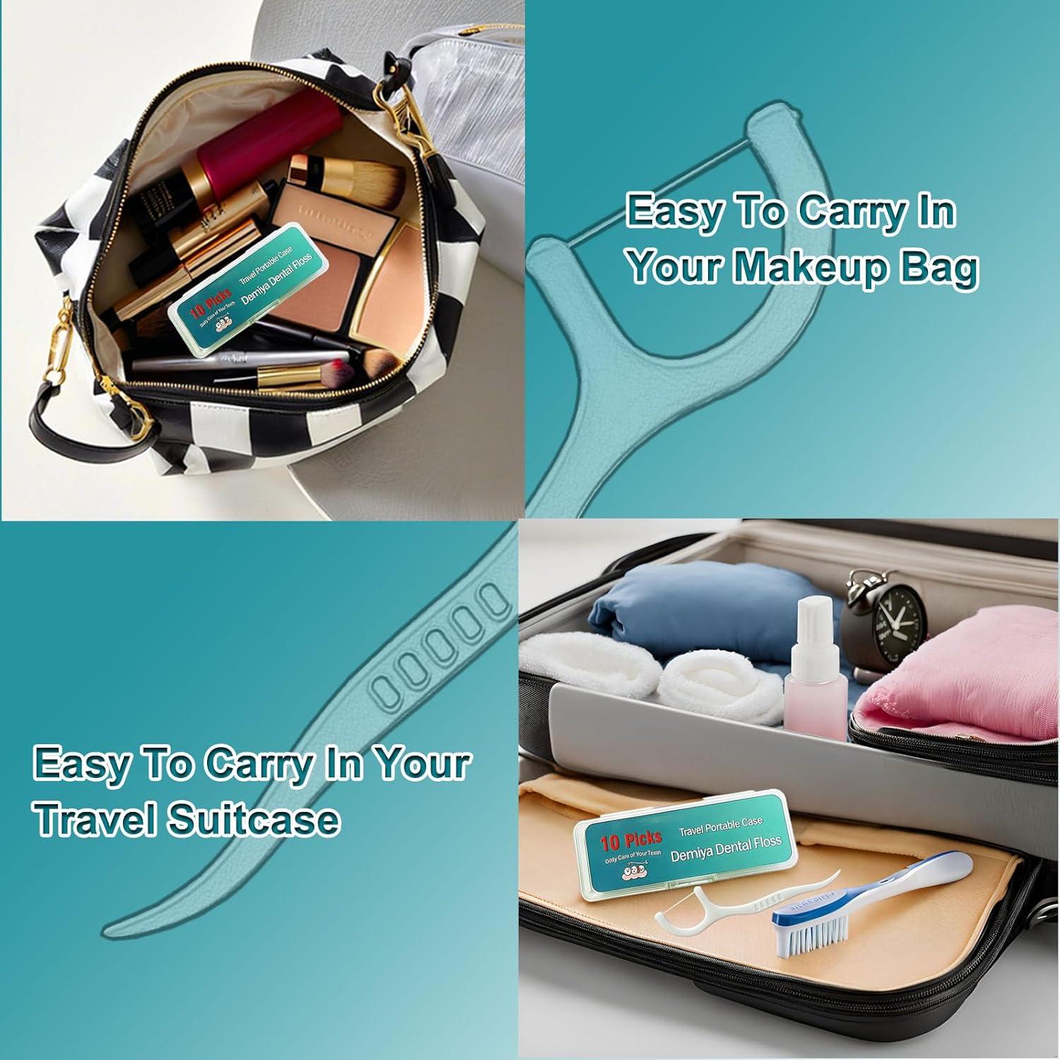 Palillos de Hilo Dental de Viaje Demiya 40 Unidades Sin Sabor