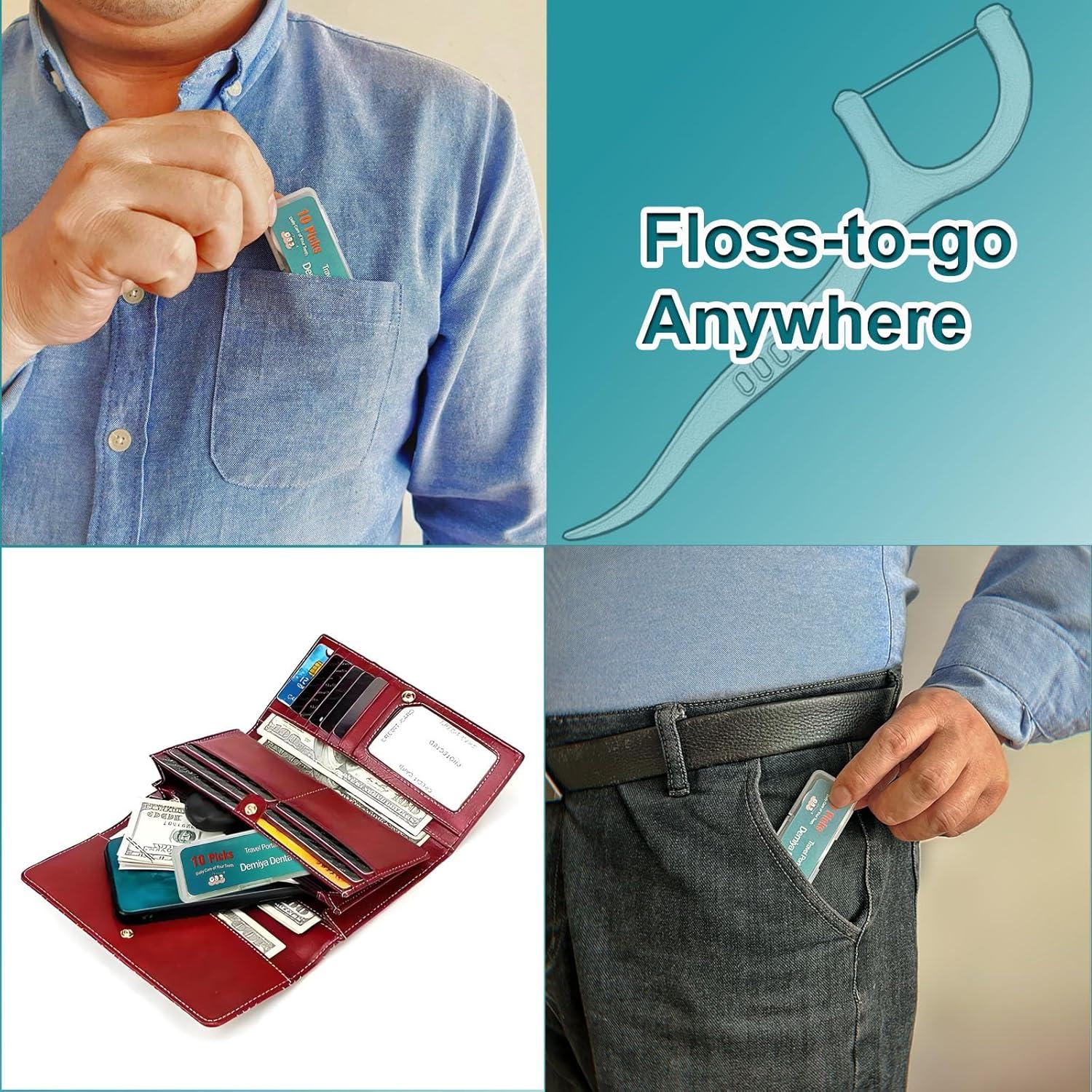 Palillos de Hilo Dental de Viaje Demiya 40 Unidades Sin Sabor