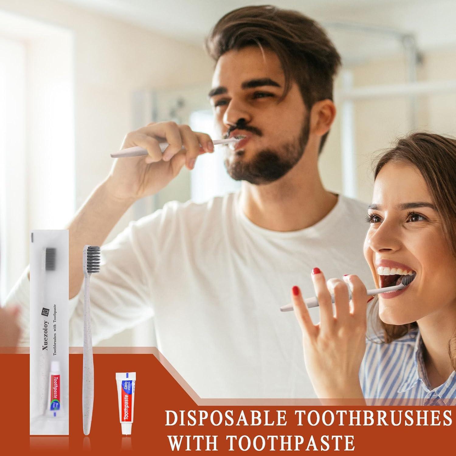 Cepillos de Dientes Desechables Xuezoioy con Pasta - Paquete de 30