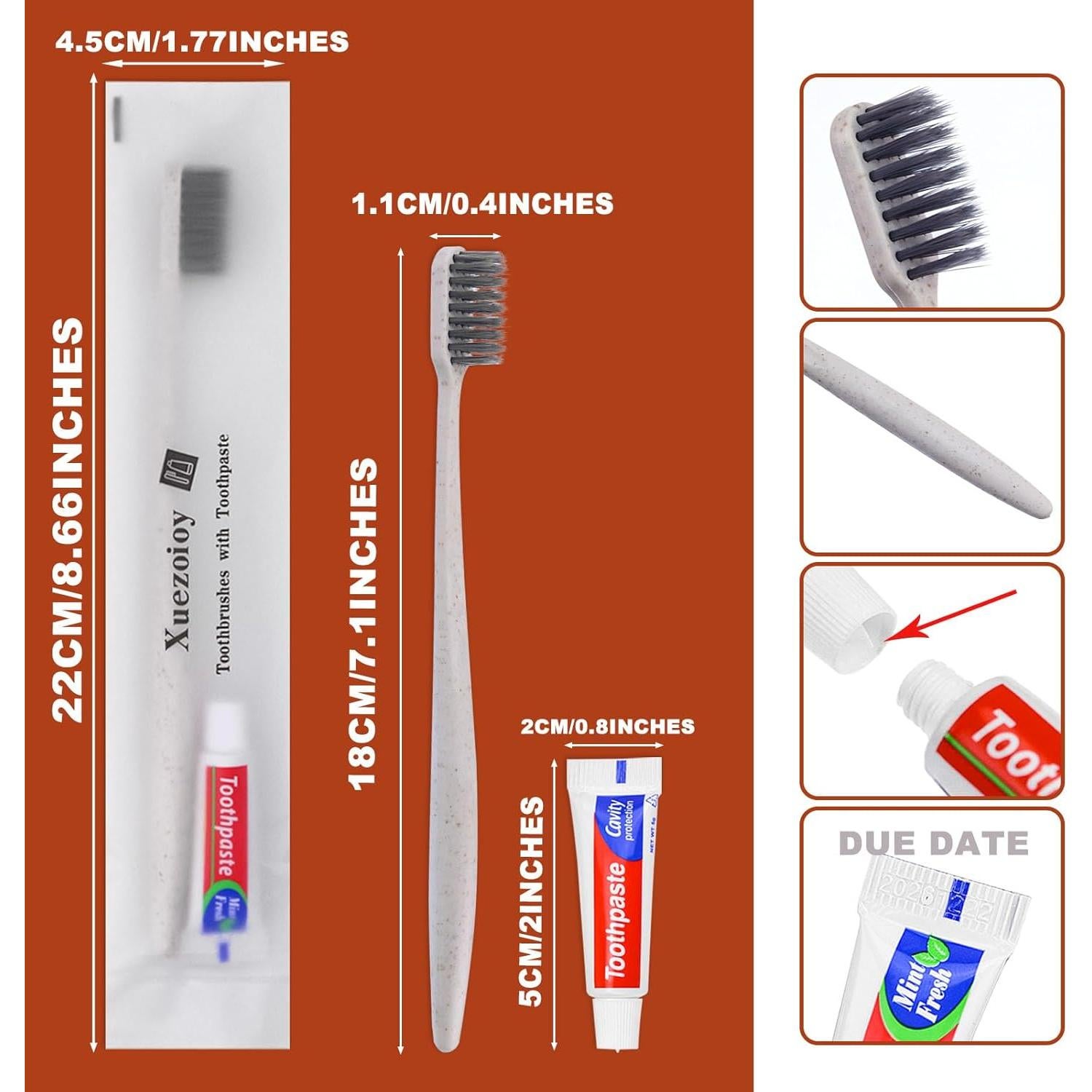 Cepillos de Dientes Desechables Xuezoioy con Pasta - Paquete de 30