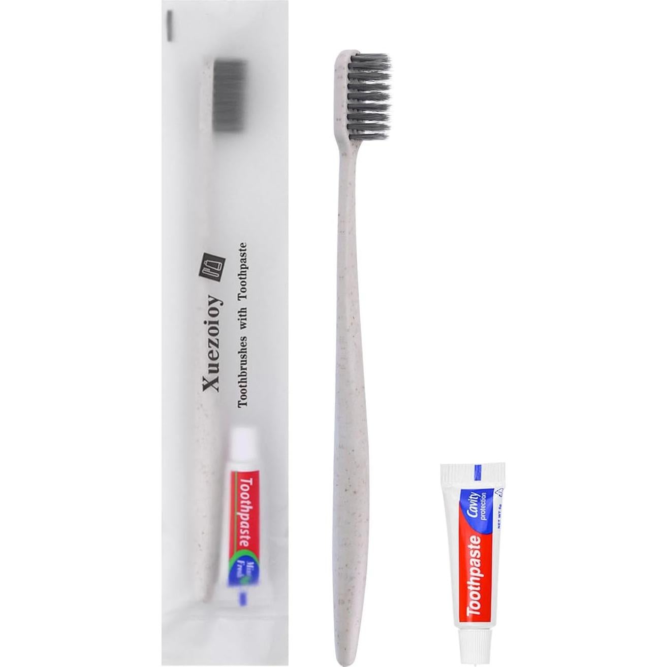 Cepillos de Dientes Desechables Xuezoioy con Pasta - Paquete de 30